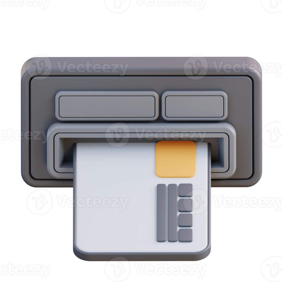 3d illustration of atm card and cash withdrawal machine png