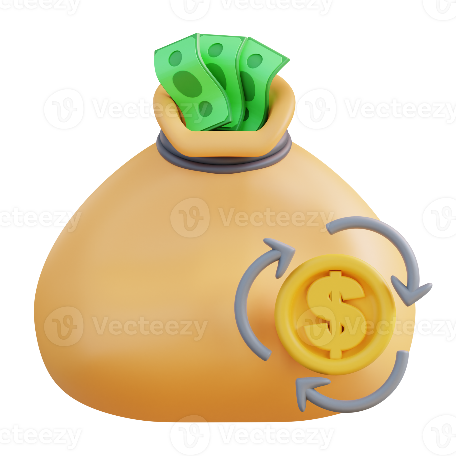 3d Illustration of a money bag 23364444 PNG