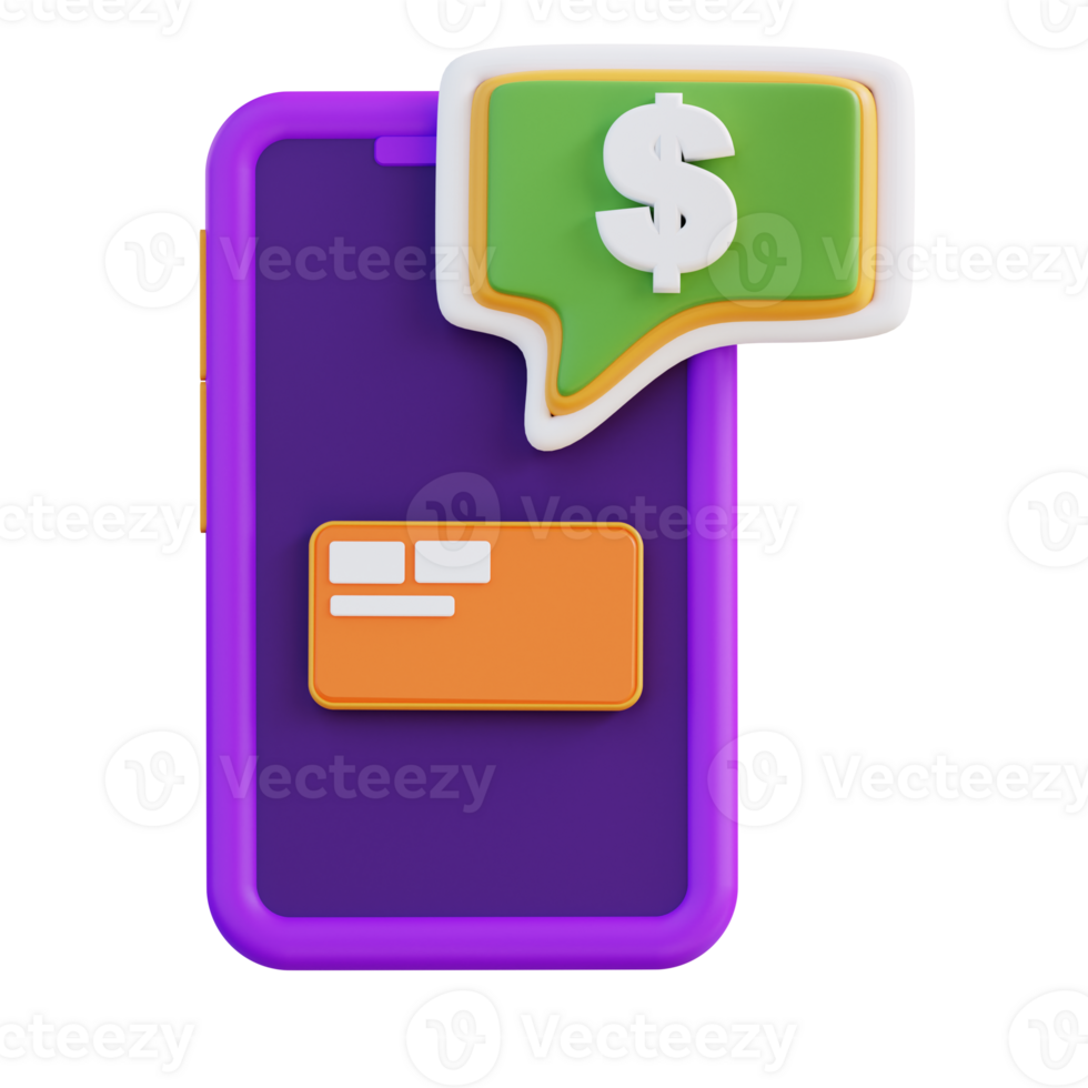 3d illustration check financial balance with mobile phone png