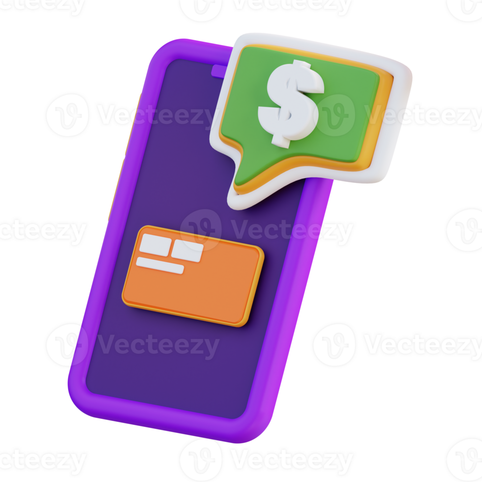 3d illustration check financial balance with mobile phone png