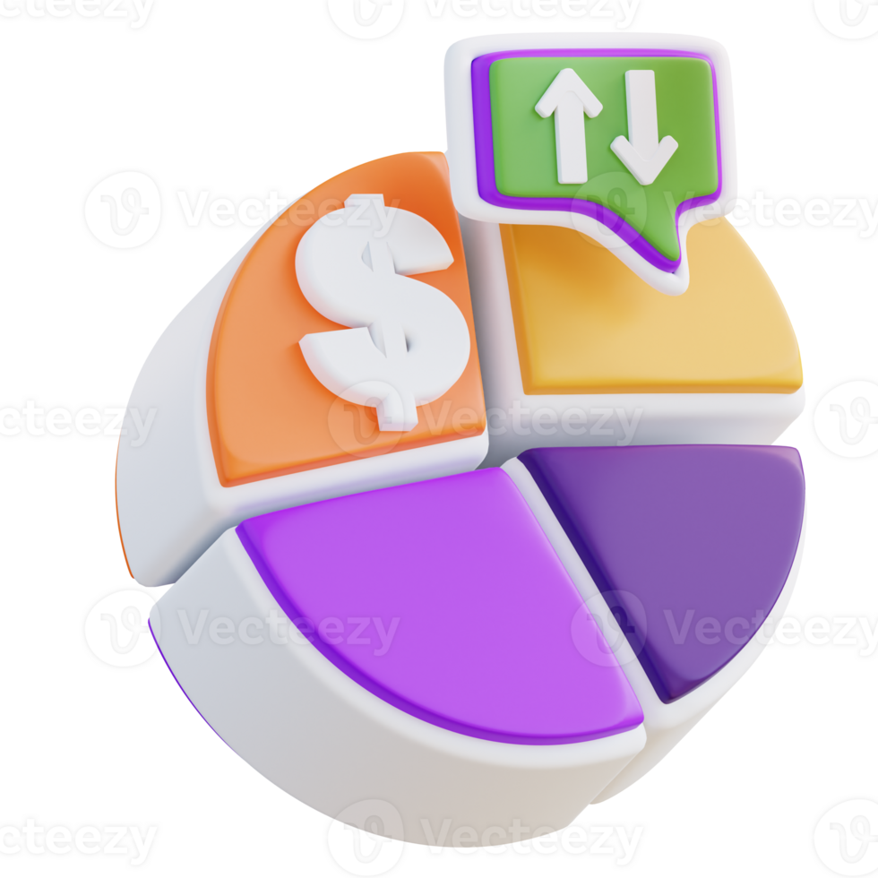 3d illustration pie chart financial percentage png