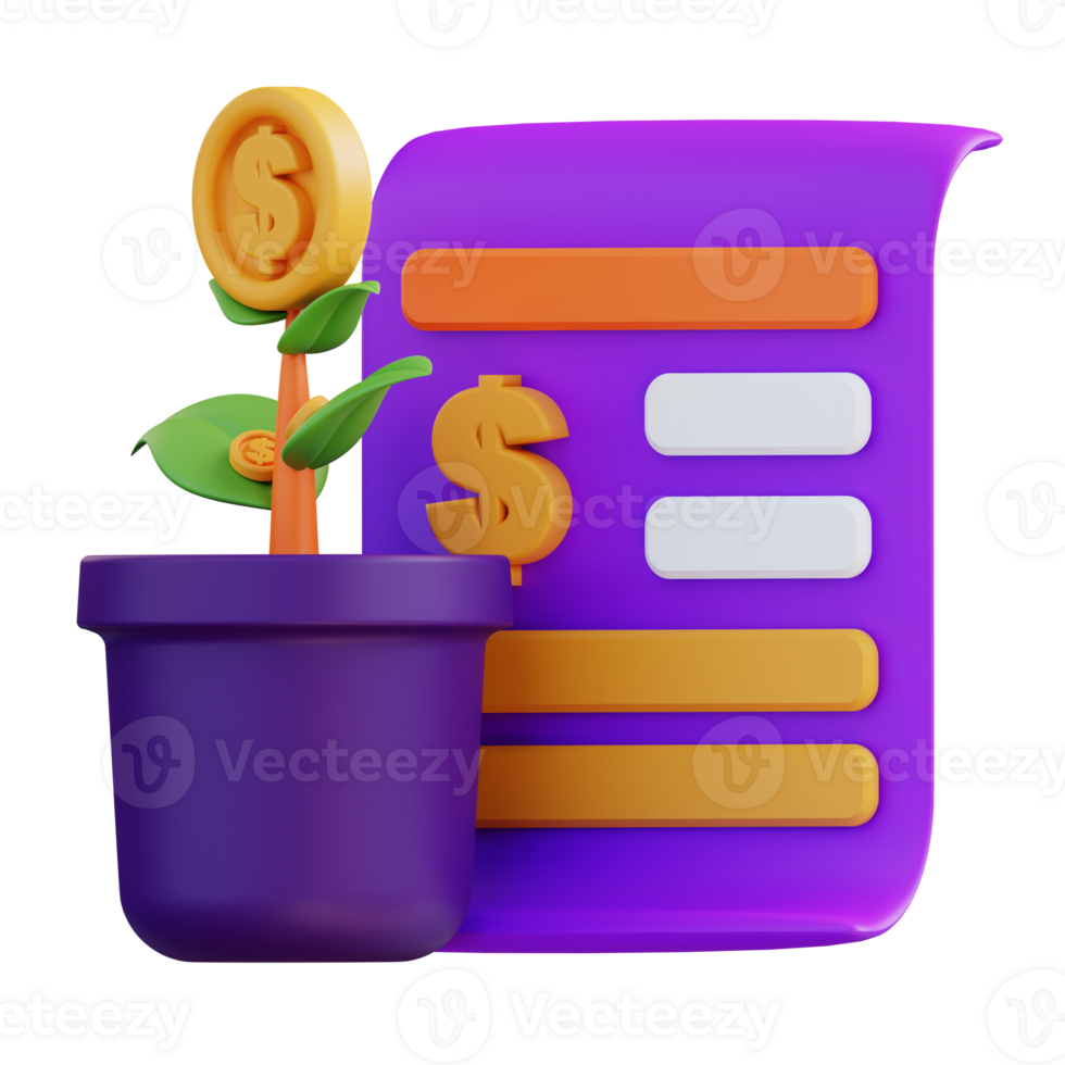 3d illustration de plante et financier investissement png