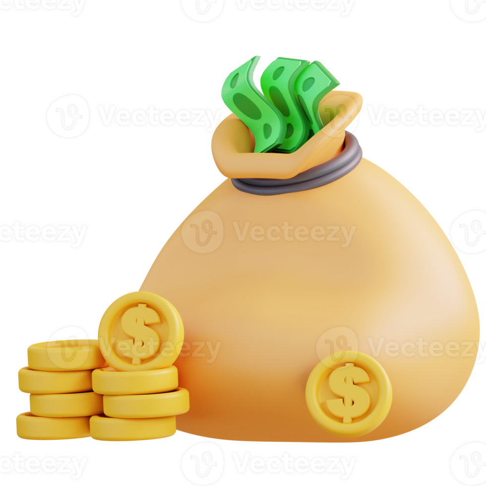 3d Illustration of a money bag 23364544 PNG
