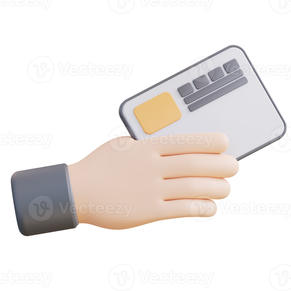 3d Illustration of a hand holding an atm card png