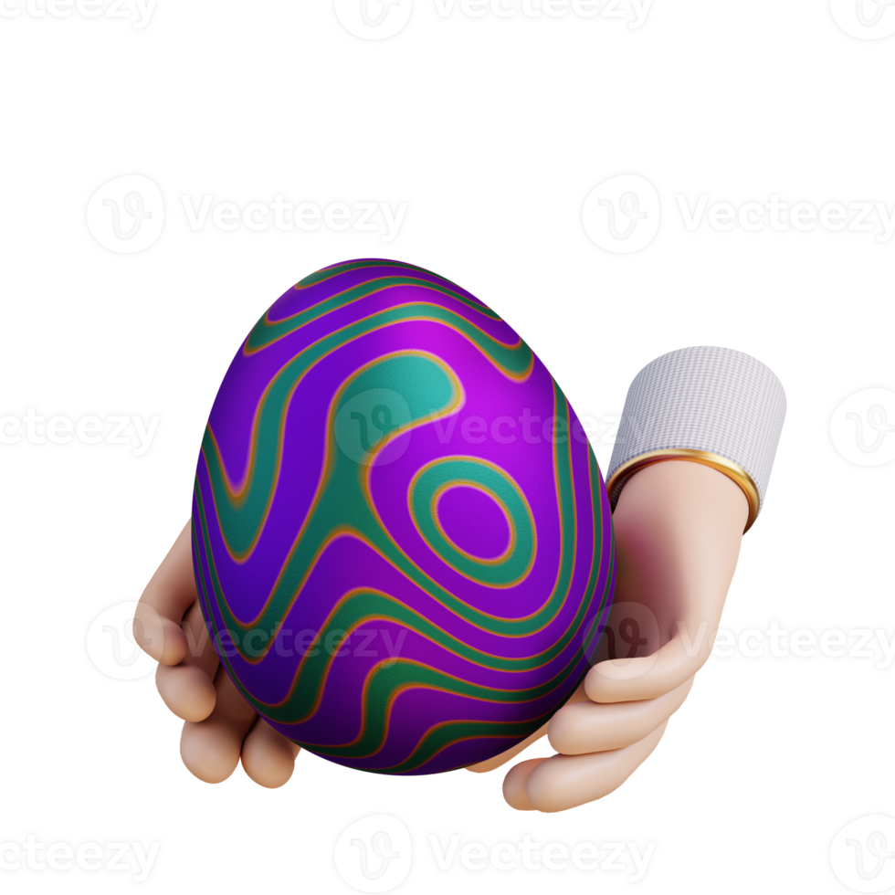 3d illustration of a hand holding an easter egg png