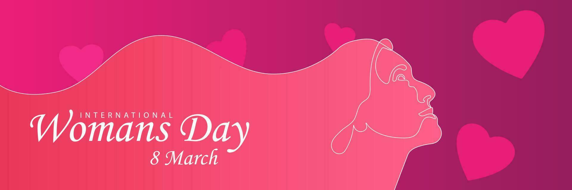 Elegant greeting card design with illustration of young girl for Happy Women's Day celebration. vector