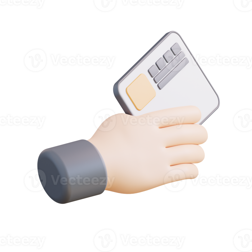 3d Illustration of a hand holding an atm card png
