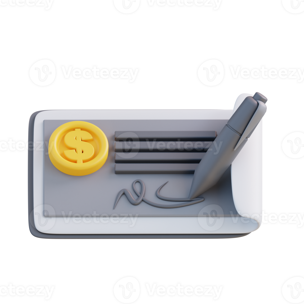 3d Illustration of bank cash check png