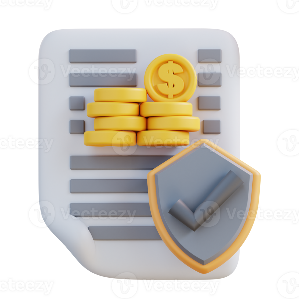 3d illustrazione di sicurezza di finanziario documento png