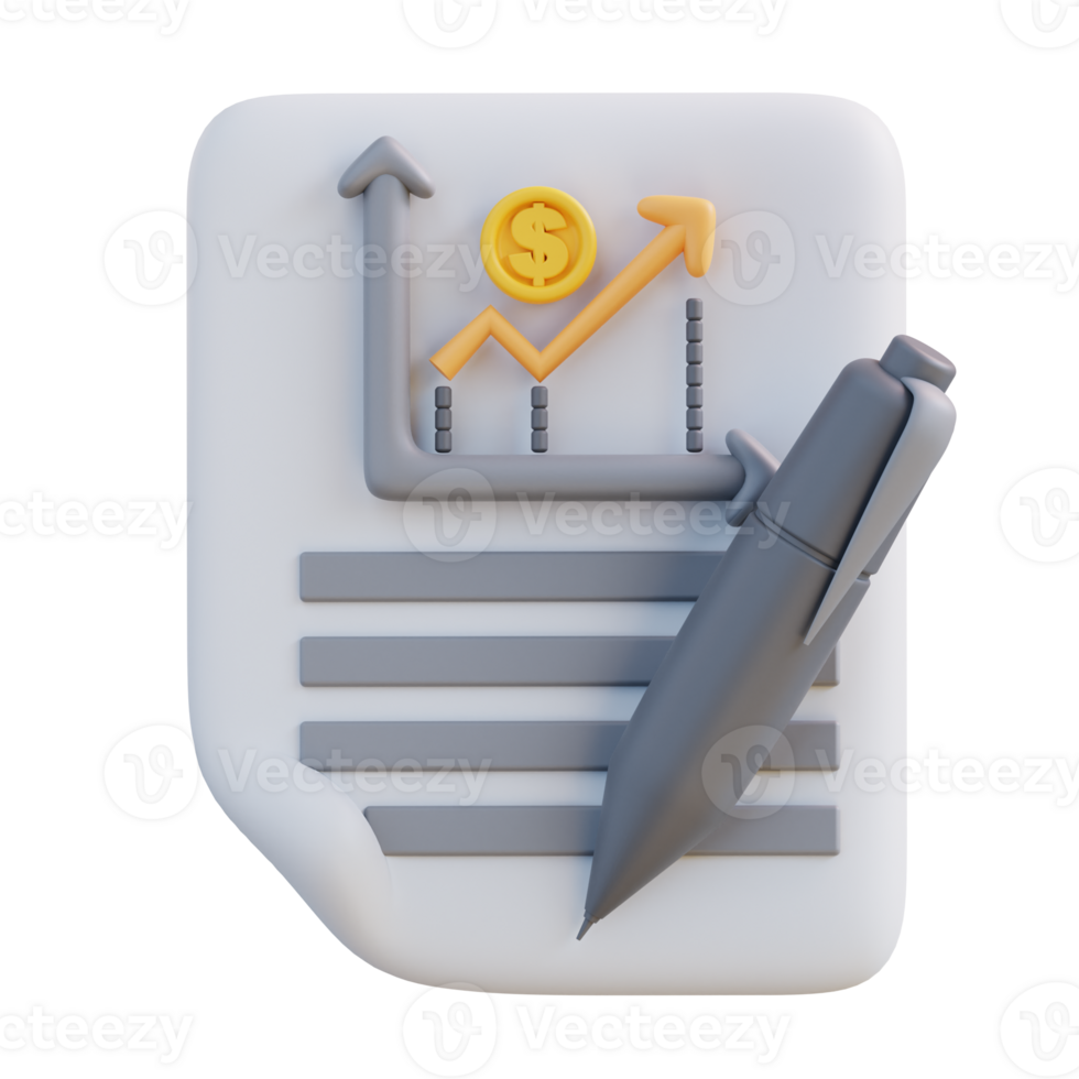 3d illustration of financial graphic document png