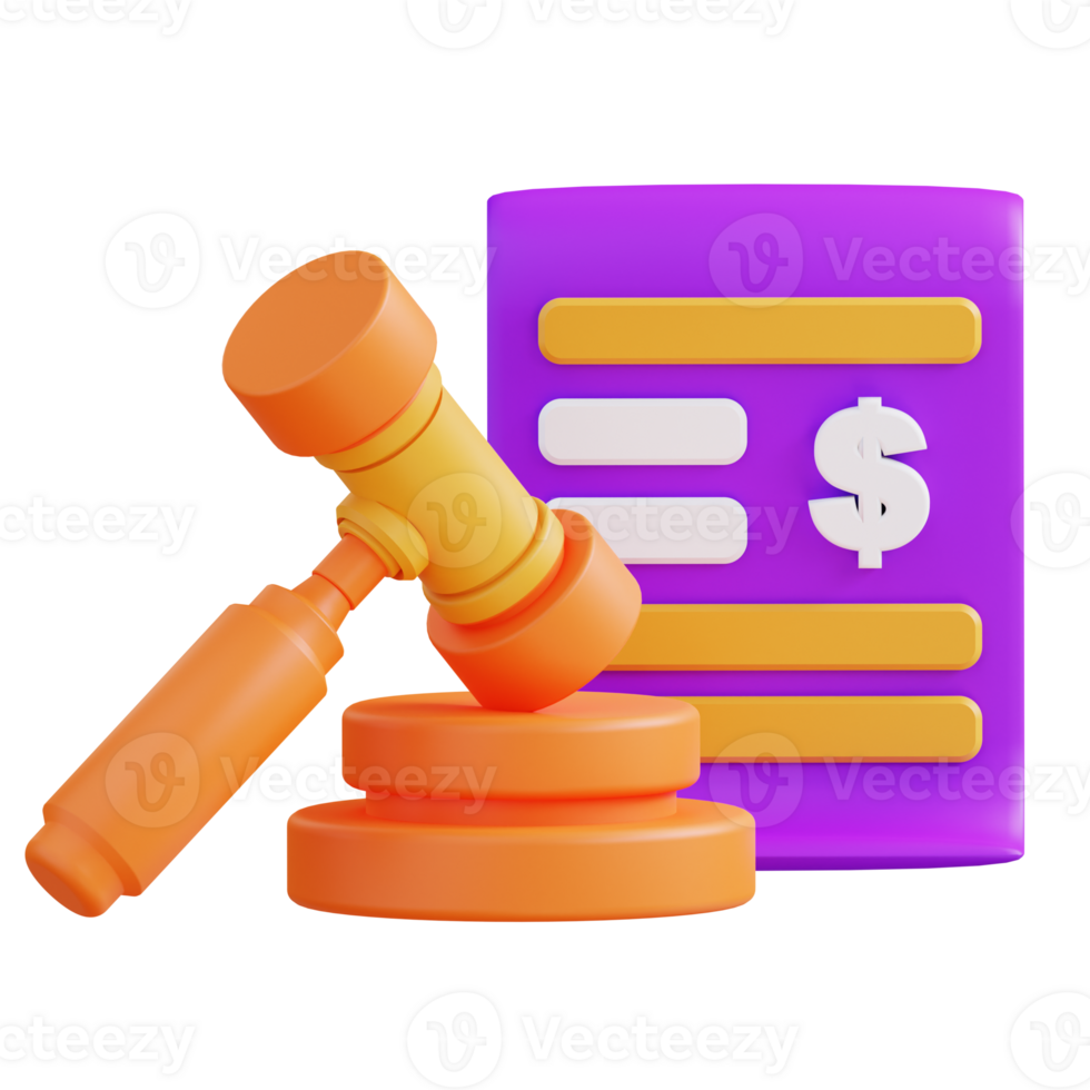 3d illustration of auction document png