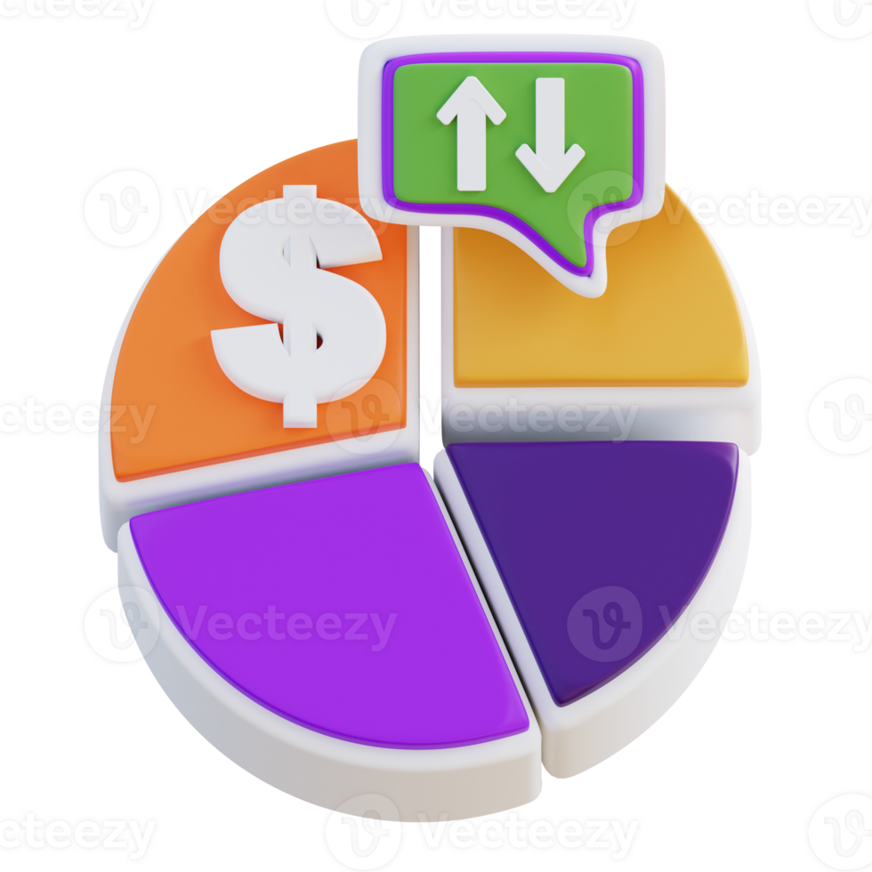 3d illustration pie chart financial percentage png