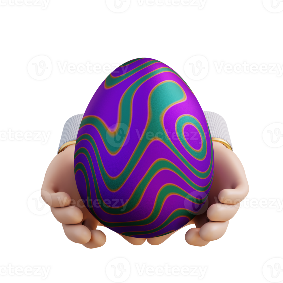 3d illustration of a hand holding an easter egg png