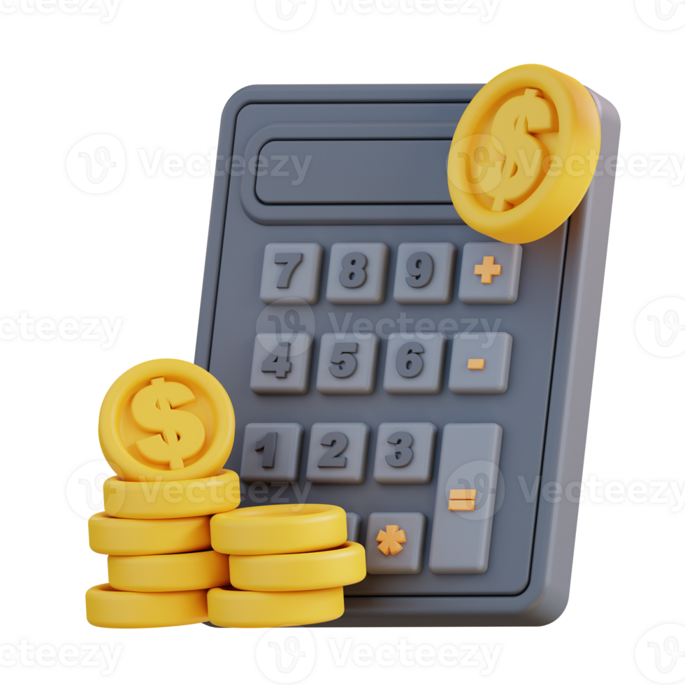 3d Illustration of a financial calculator png