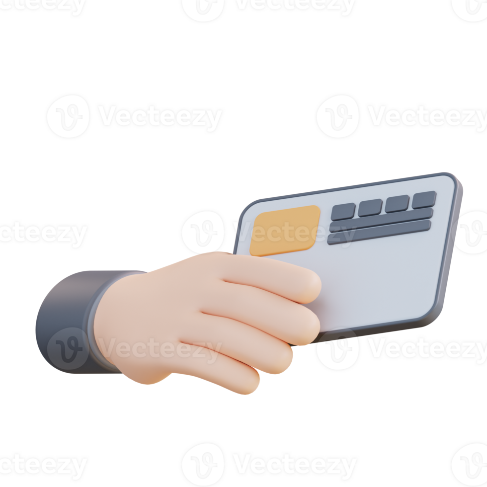 3d Illustration of a hand holding an atm card png