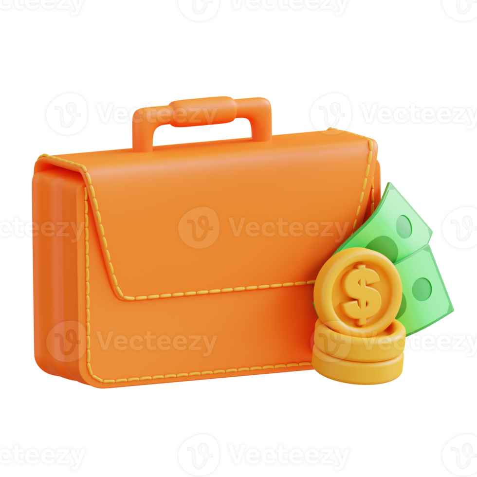 3d illustration suitcase and money png