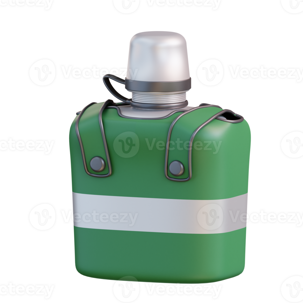 3d illustration of camping water bottle png