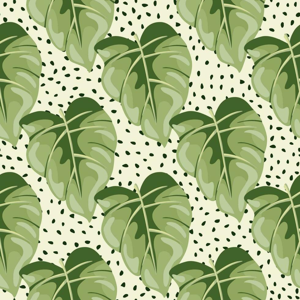 Stylized tropical leaves seamless pattern. Decorative leaf background. vector