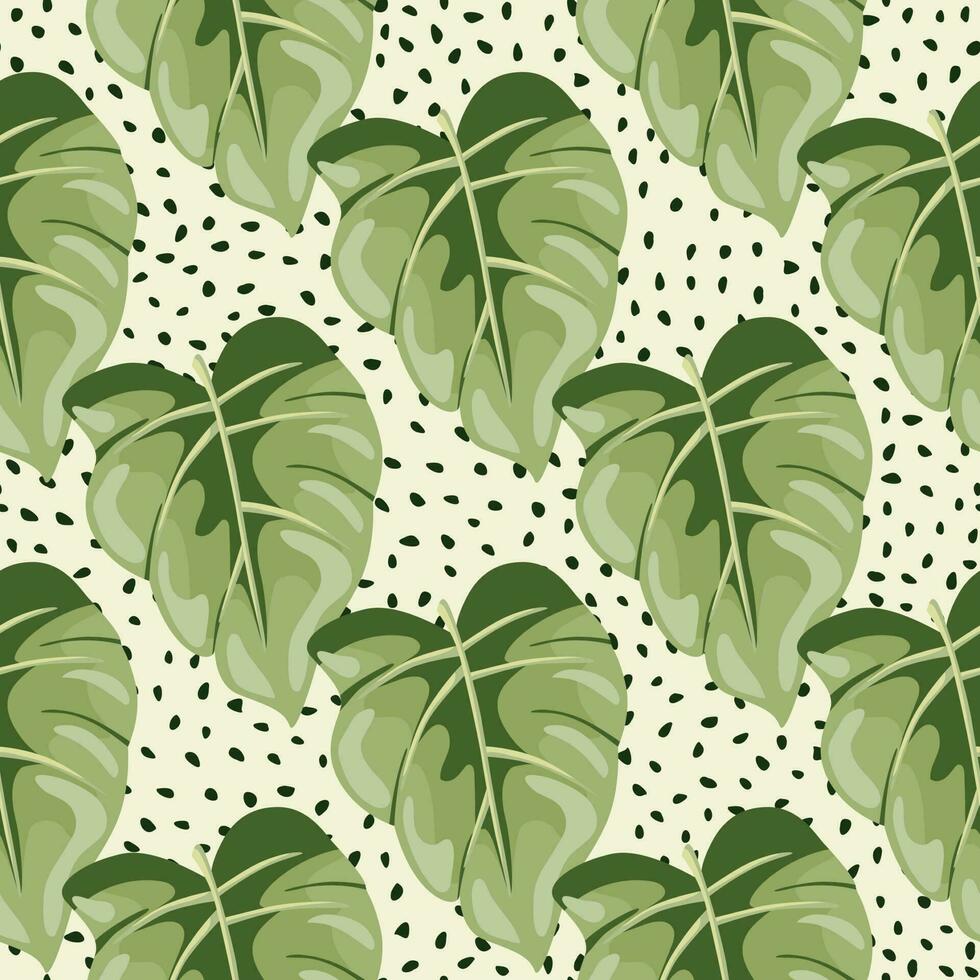 Stylized tropical leaves seamless pattern. Decorative leaf background. vector