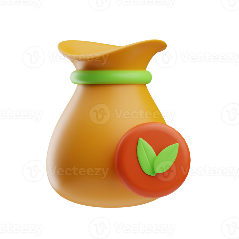 farming object seed bag illustration 3d png