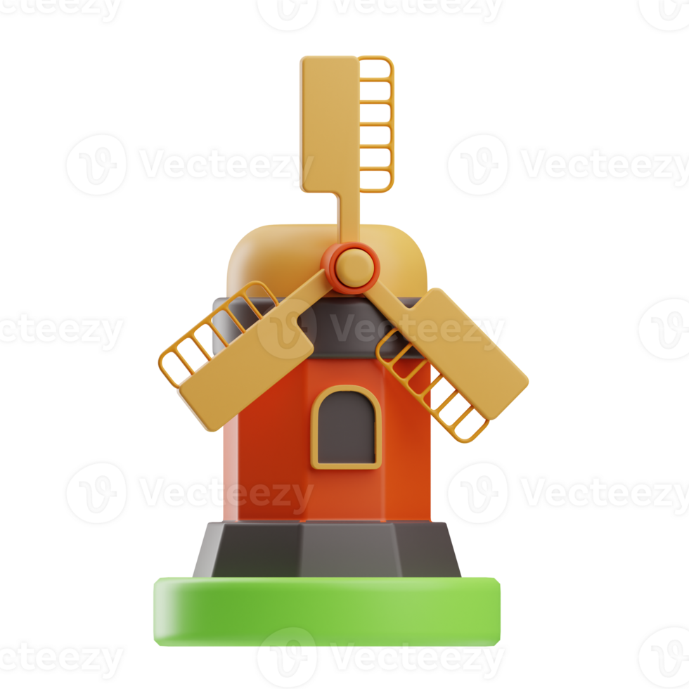 farming object windmill illustration 3d png