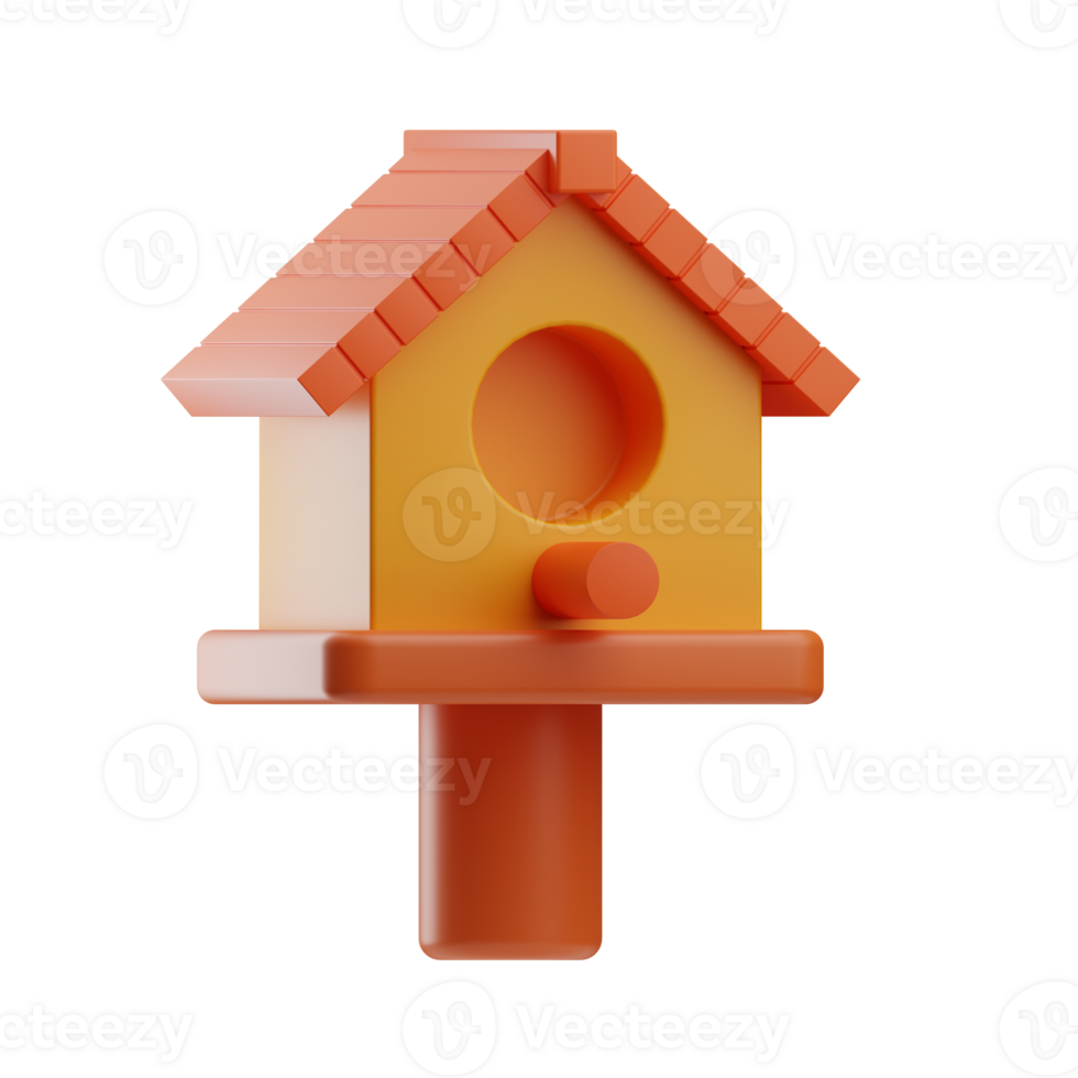 farming object bird house illustration 3d png