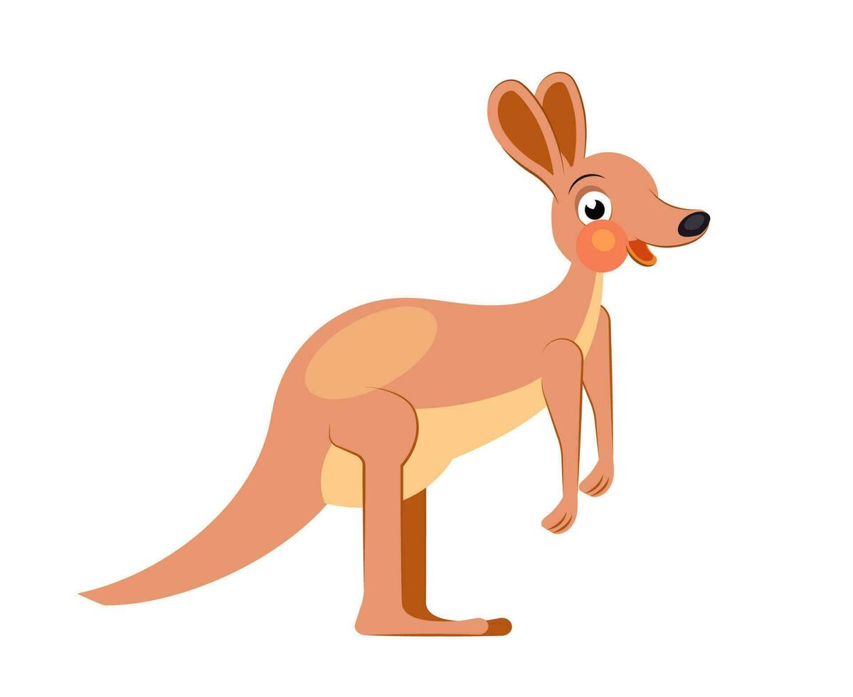 Cute cartoon kangaroo character for children. Flat vector illustration for abc book.