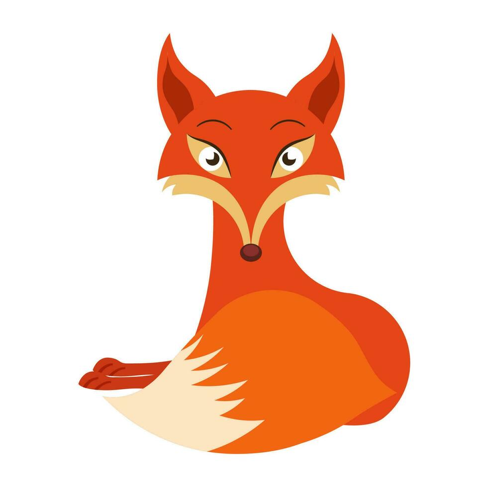 Cute cartoon red fox lies. Simple flat style vector illustration