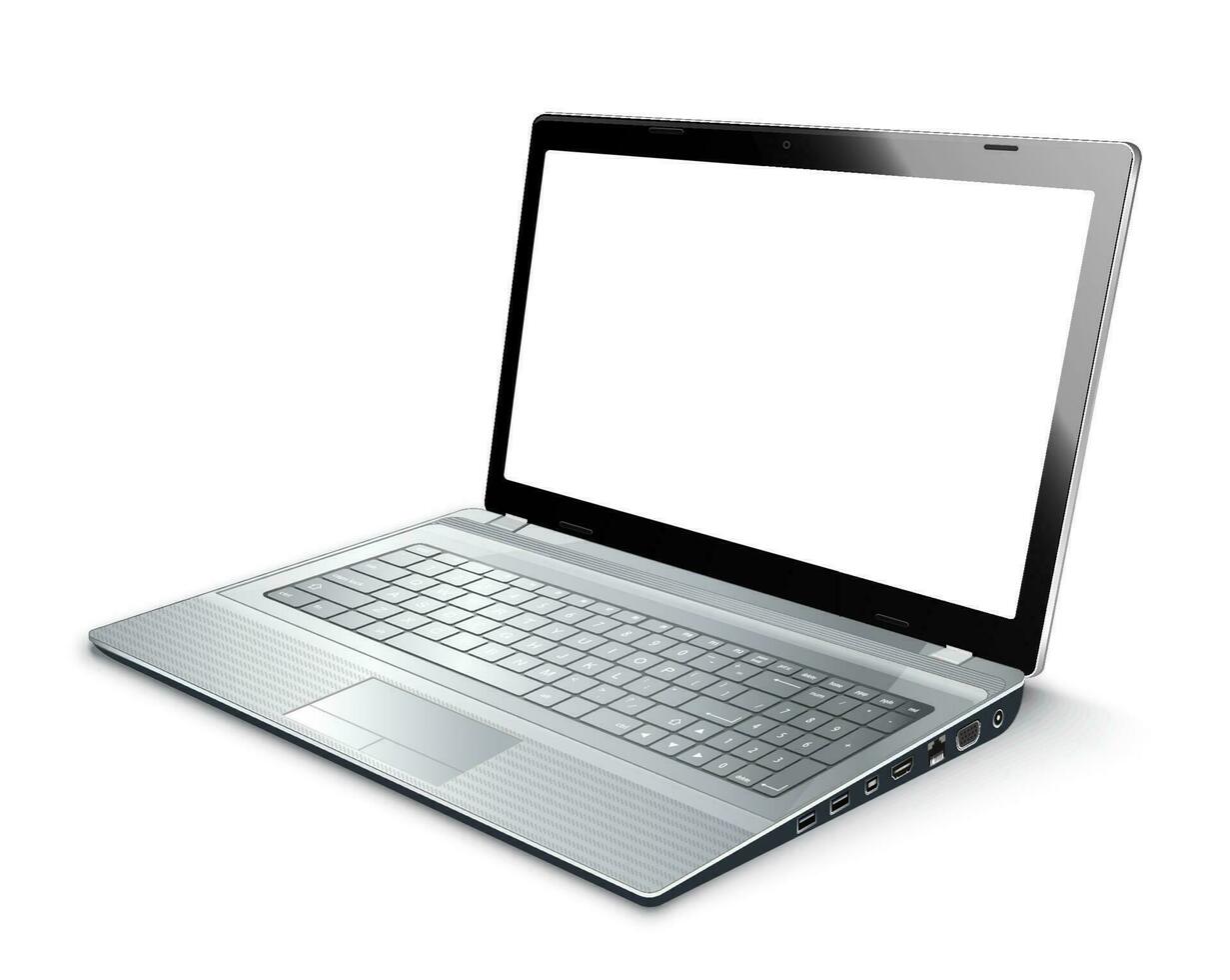 ordenador portátil aislado en blanco con vacío pantalla vector ilustración