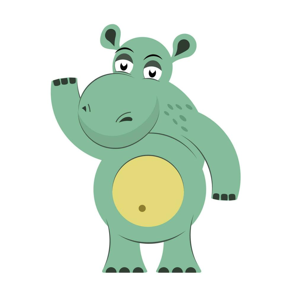 gracioso hipopótamo aislado en blanco antecedentes. linda animal en plano estilo. vector ilustración para a B C libro