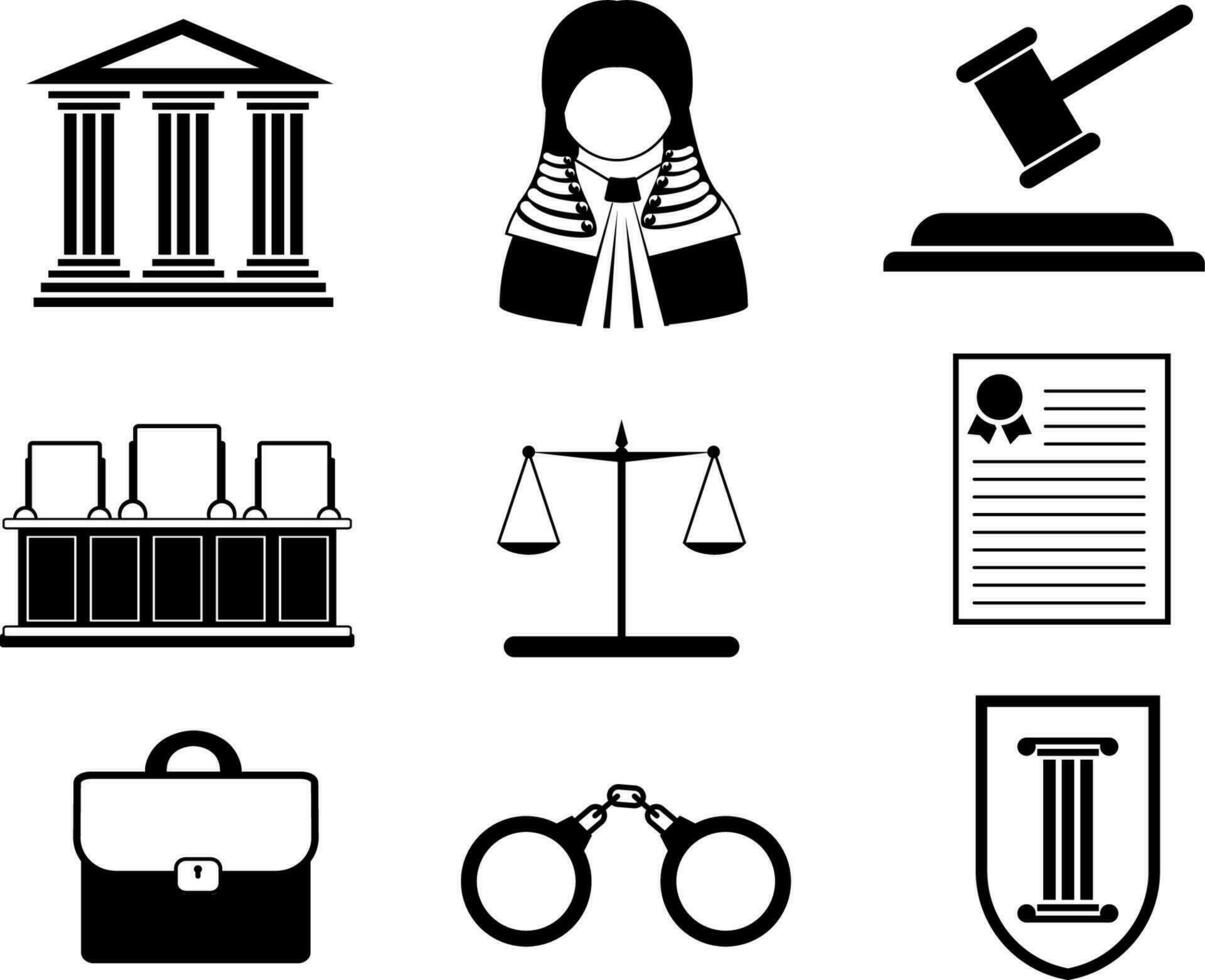 Set of different lawyer silhouette vector illustration