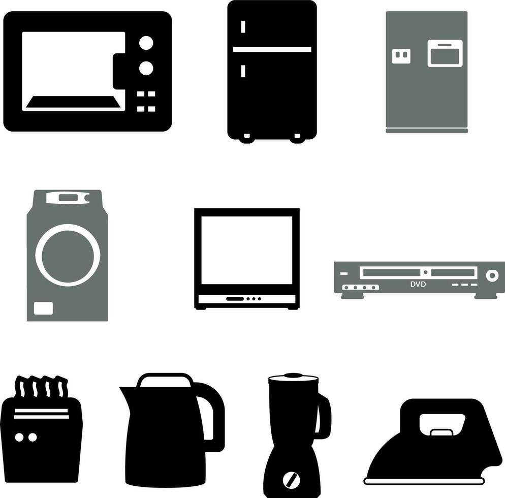 conjunto de diferente hogar accesorios silueta vector ilustración