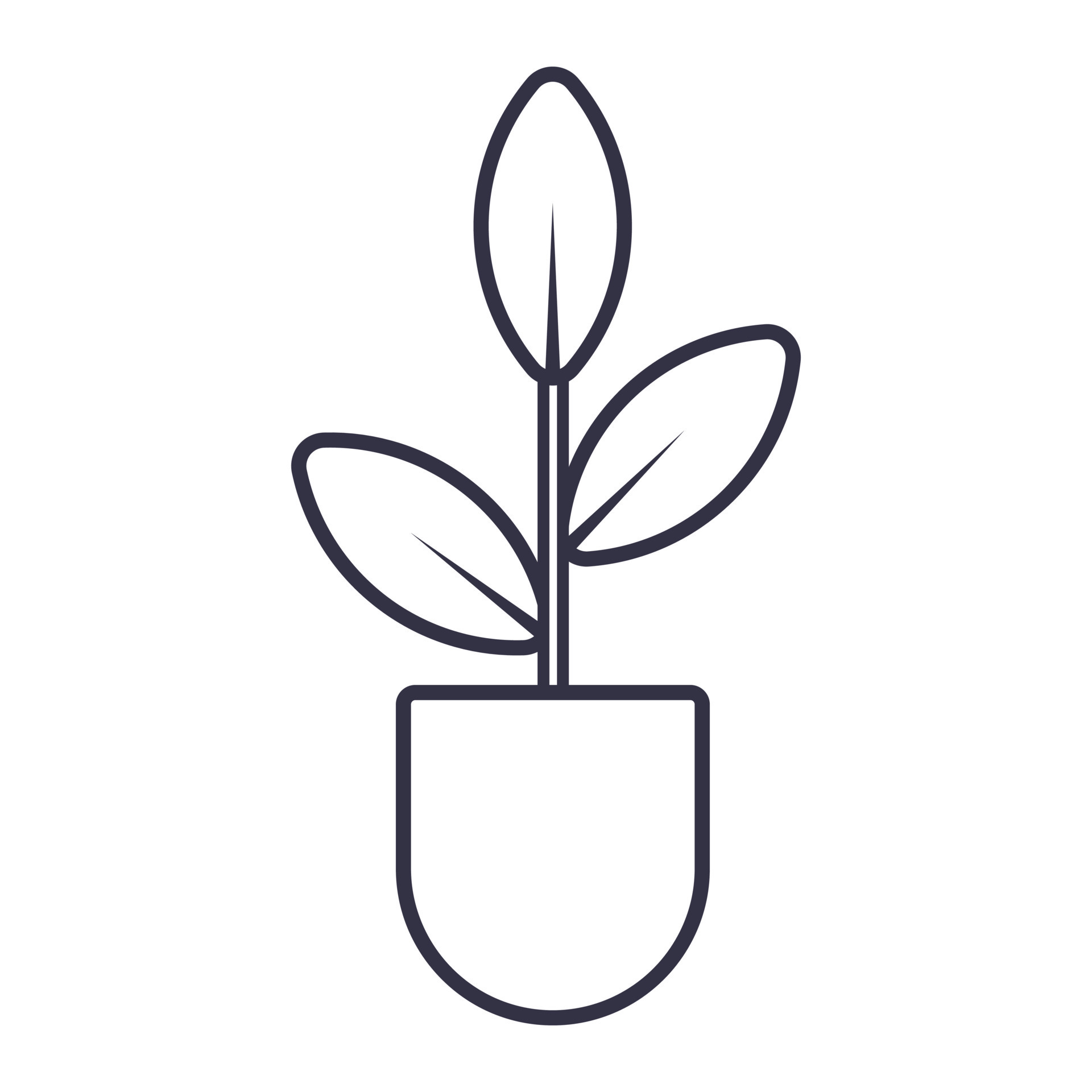 Vector simple icon of home plant in a pot. Black and white isolated