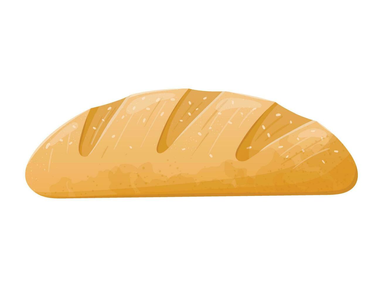 Realistic vector illustration of a loaf of white bread. Fresh baked baguette with sesame seeds.