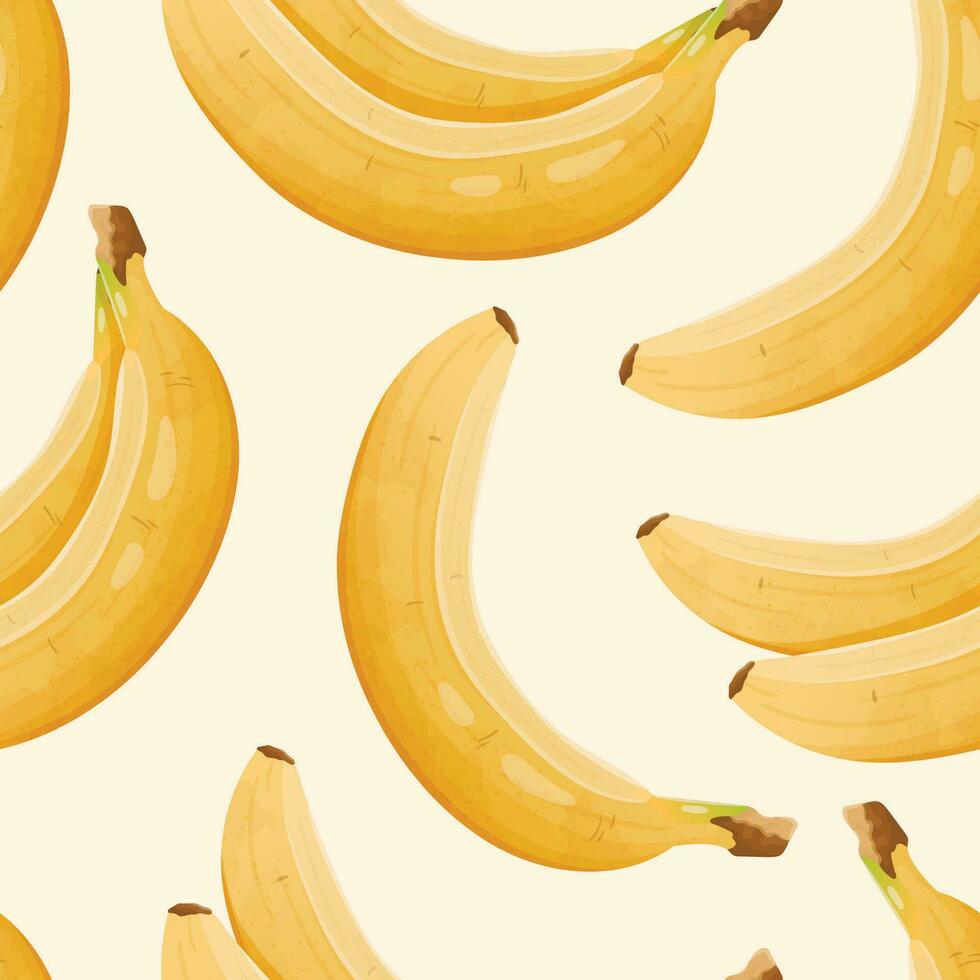 Vector seamless pattern with realistic bananas. Cute background or wallpaper with edible healthy sweet fruits.