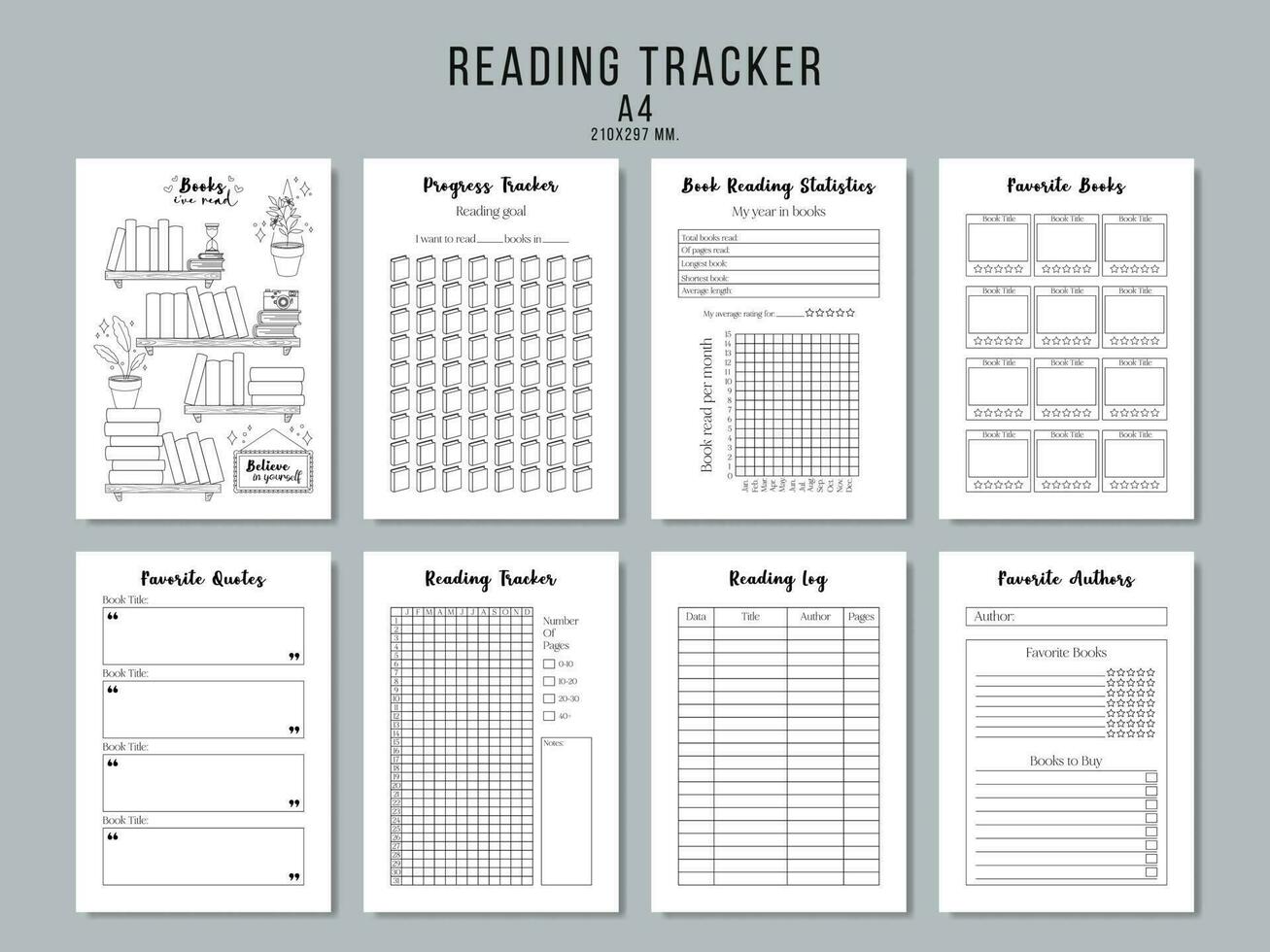 Reading tracker, book reading planner. Vector illustration