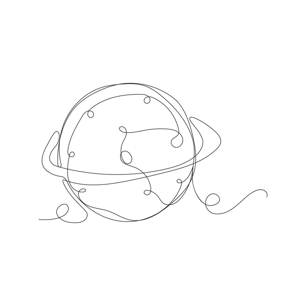 Continuous line art moon. One line drawing planet. Solar system. Vector illustration on white background