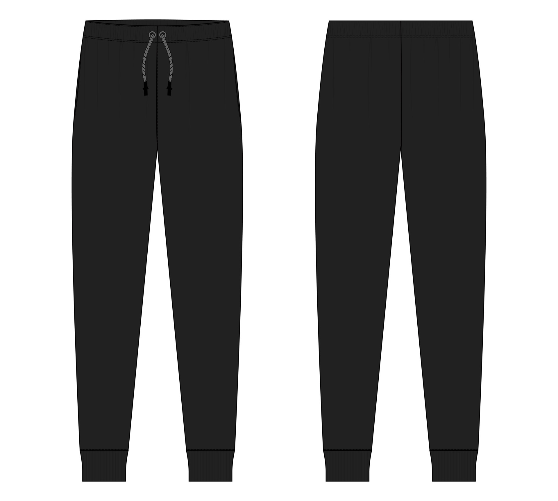 Jersey jogger pants Technical drawing fashion flat sketch vector ...