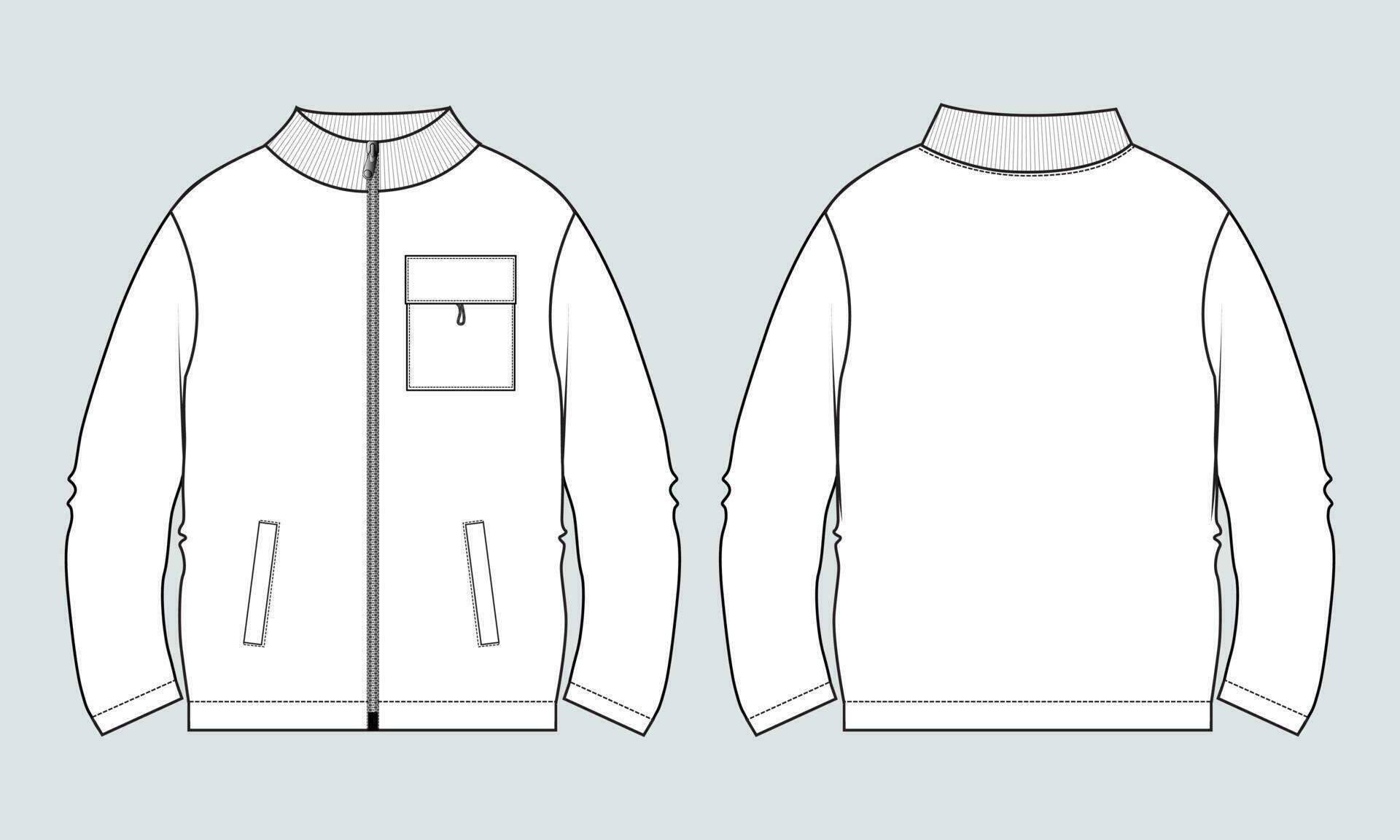 Long sleeve Sweatshirt technical drawing fashion flat sketch vector ...
