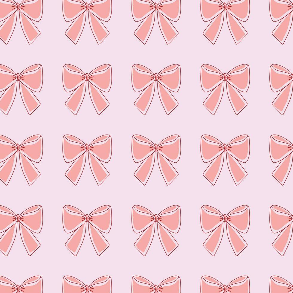 Seamless pattern with bows on a white background. Vector design for postcards, covers, wrapping.