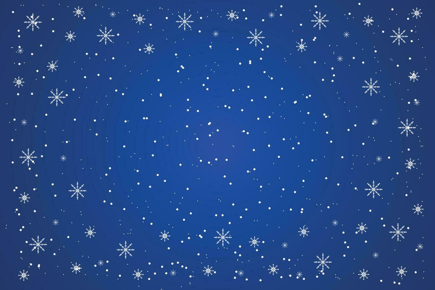 Snow blue background. Christmas snowy winter design. White falling snowflakes. Cold weather effect. vector