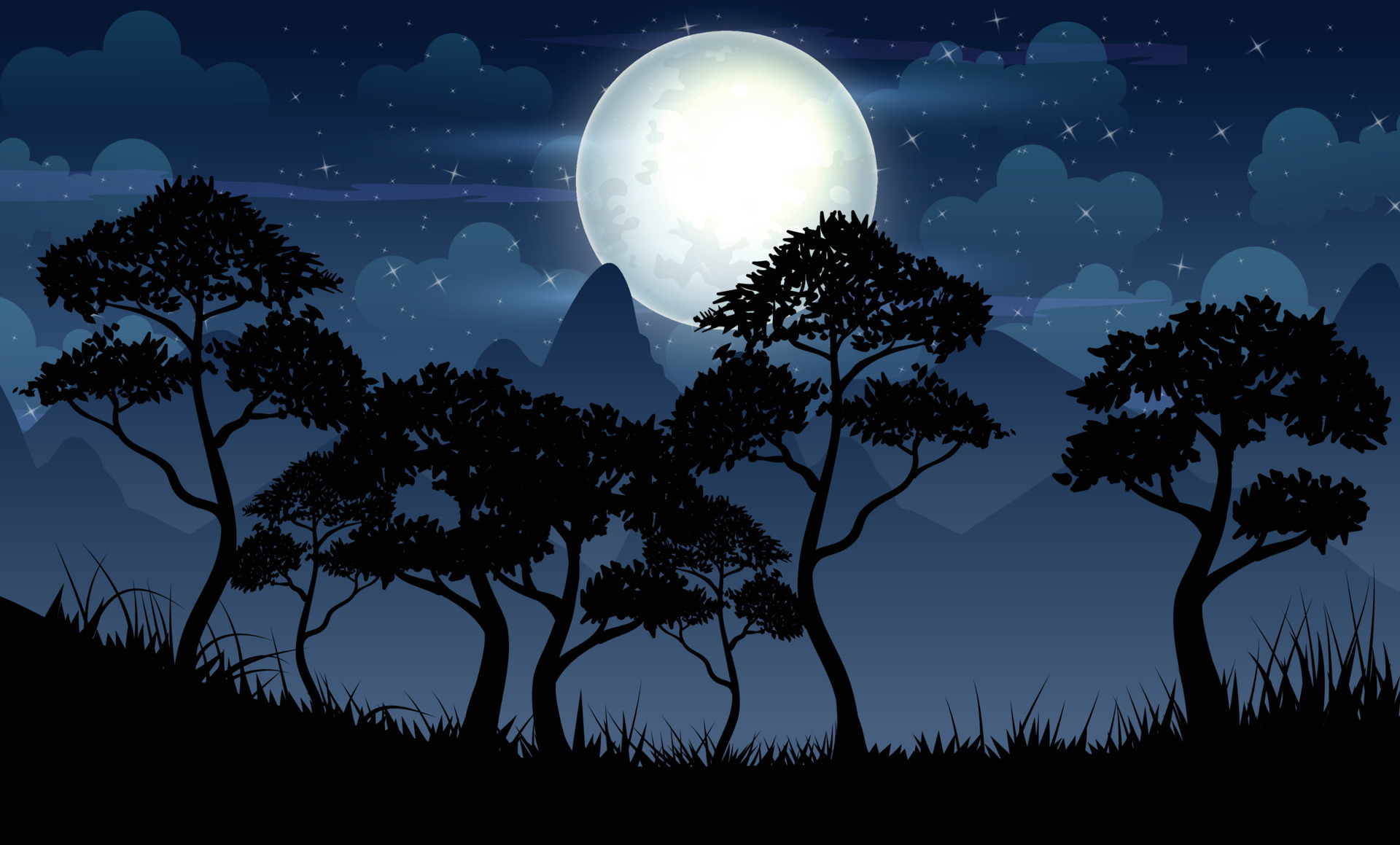 Beautiful jungle moonlight and moon night design vector eps design ...