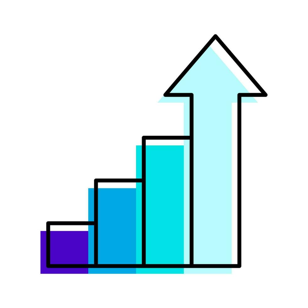 uprising diagram bar chart outline blue icon vector illustration