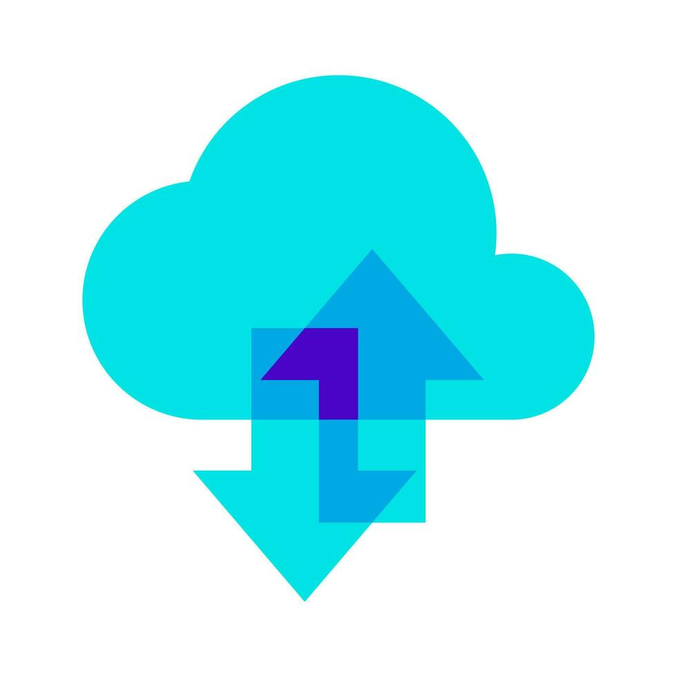 cloud data internet arrow upload download blue icon vector illustration
