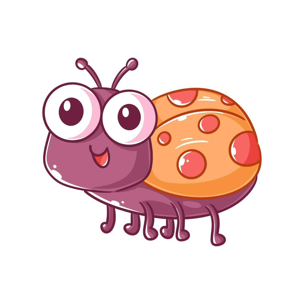 Cute beetle is walking and smiling vector