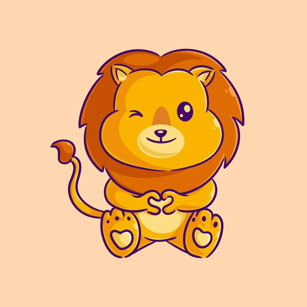 Cute lion wants to give love vector