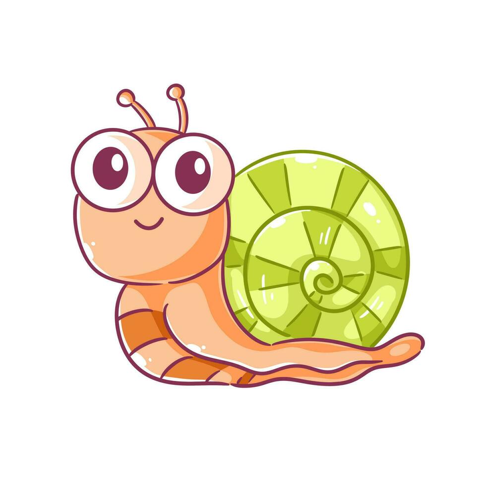 linda caracol es caminando y sonriente vector