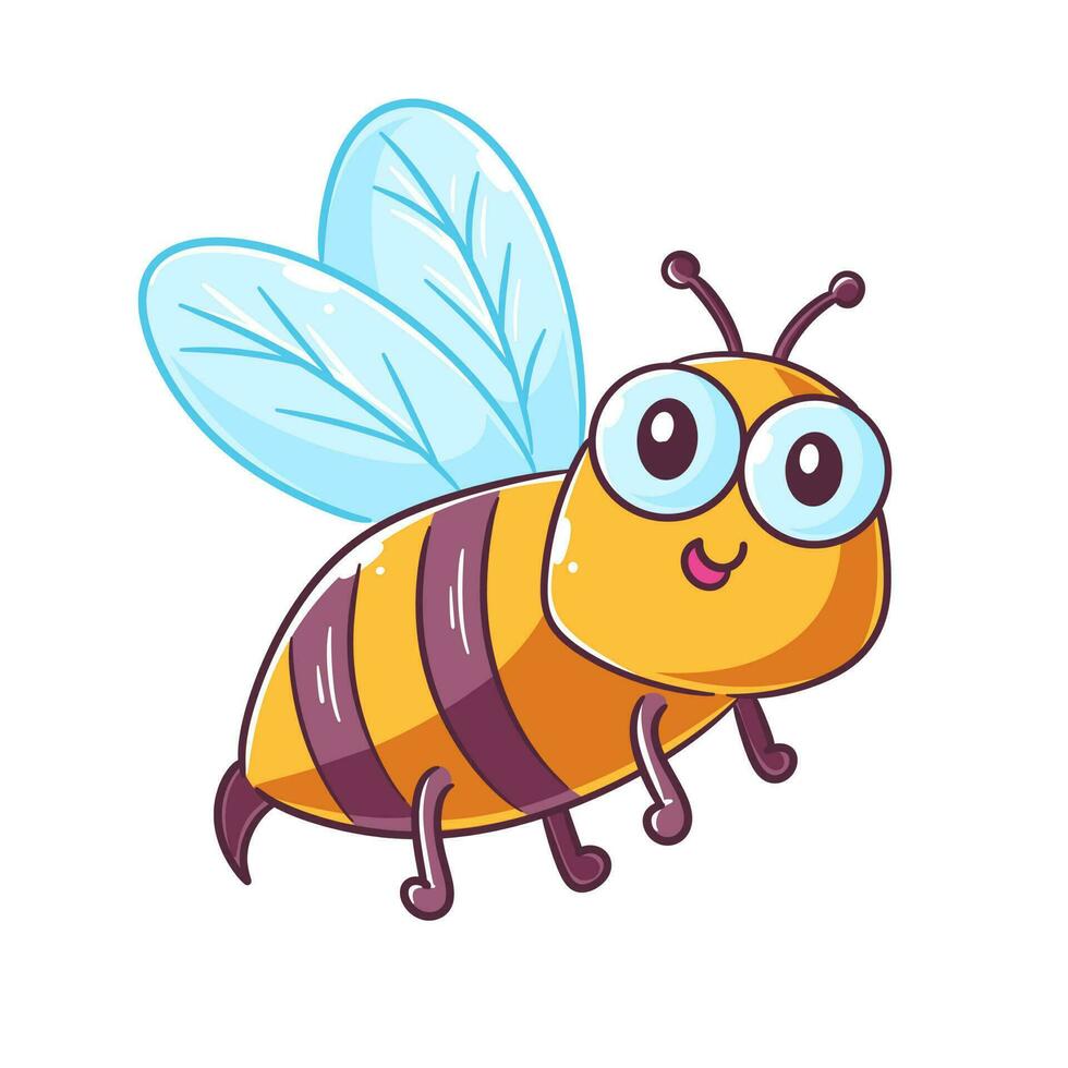 linda abeja es volador y sonriente vector