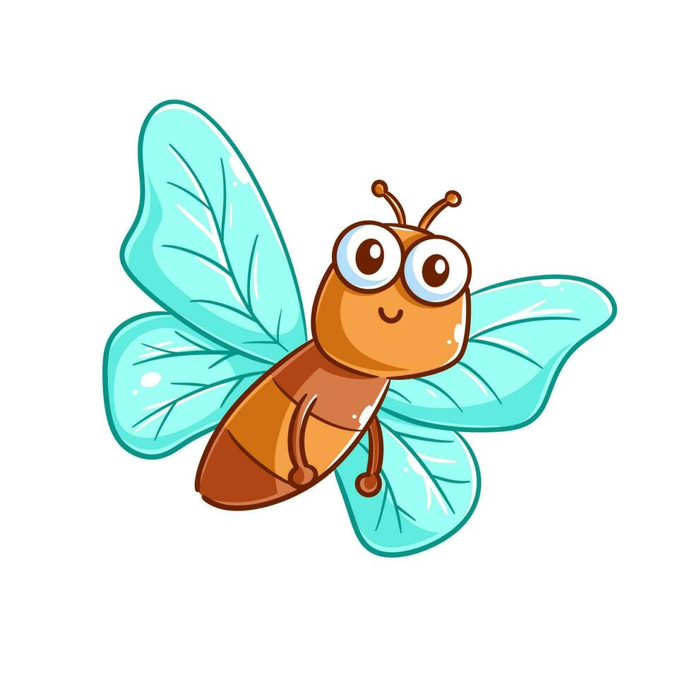 Cute butterfly is flying and smiling vector
