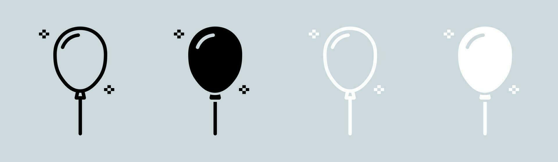 Balloon icon set in black and white. Decoration signs vector illustration.